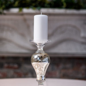 Silver Candle Holder w/ Pillar Candle