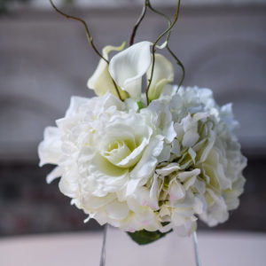 Glass Pyramid Vase with Floral