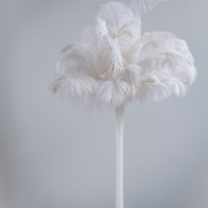 White Eiffel Tower Vase w/ Ostrich Feathers