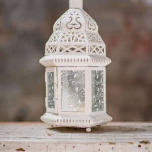 Off-White Lanterns w/ Glass Design